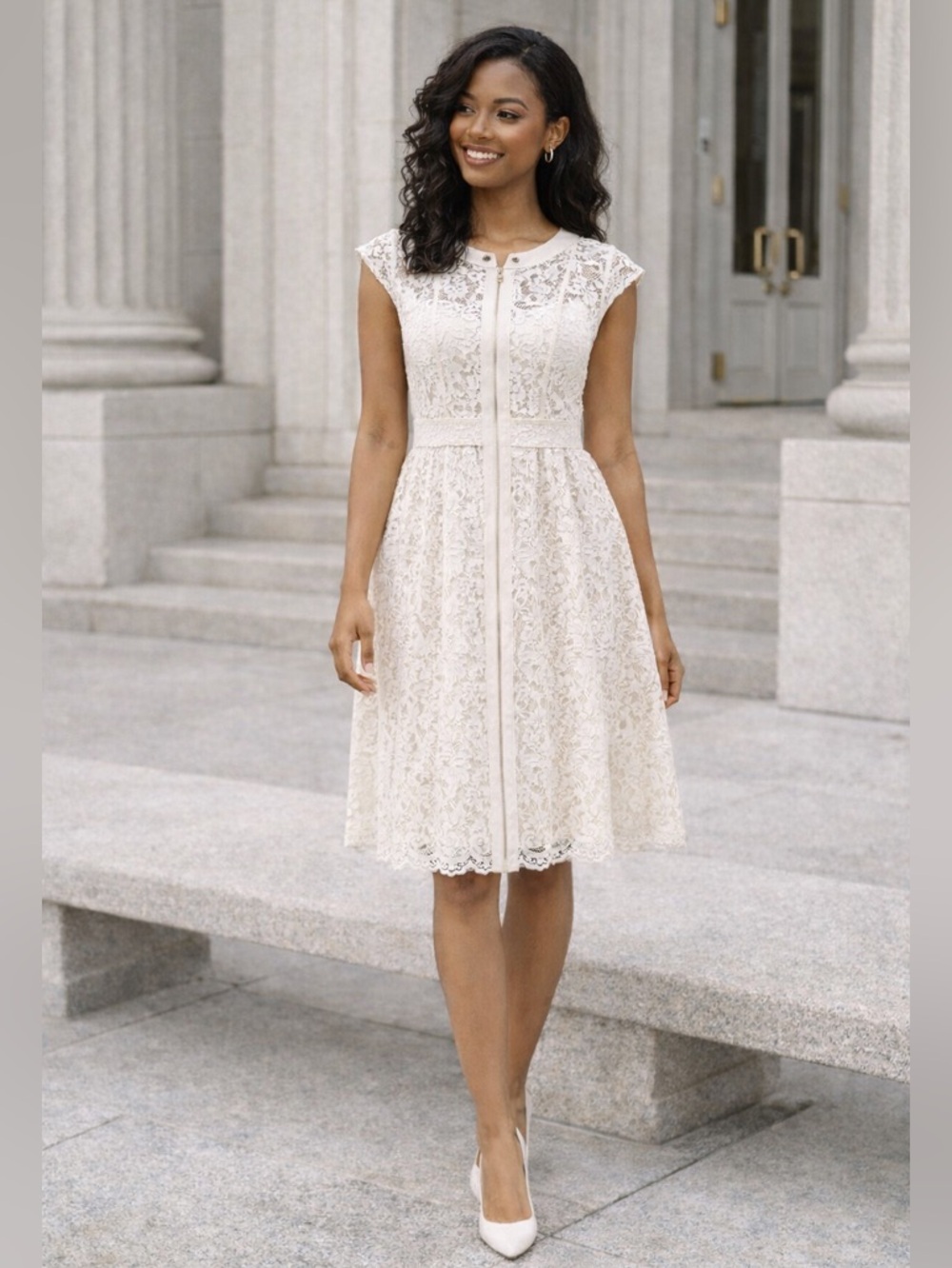 Rebecca Taylor Cream White Lace Dress Size 6